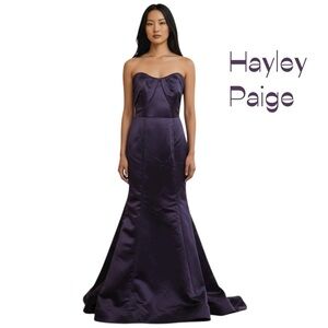 Hayley Paige Strapless Purple Maxi Dress NWOT Size 8